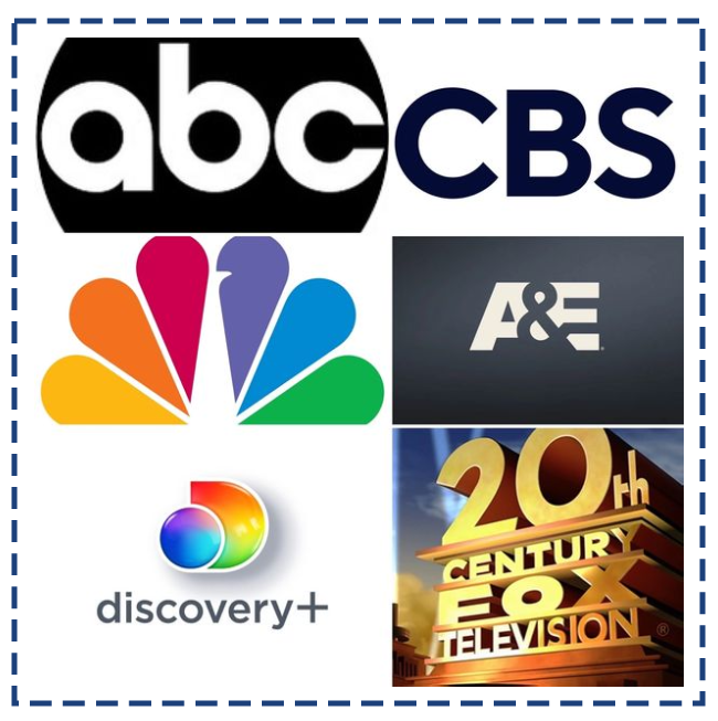 A series of television logos are shown.